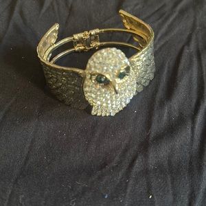Owl sparkle rhinestone bracelet silver costume